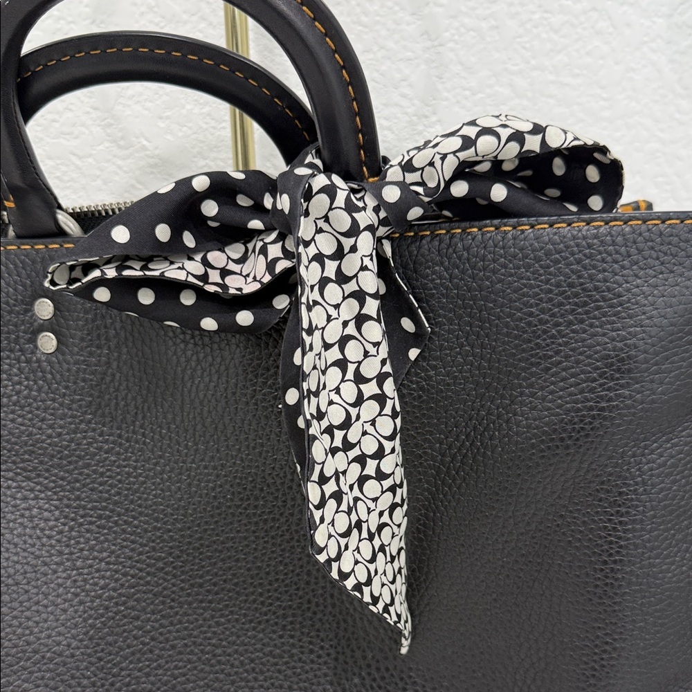 Coach Black Tote with Polka Dot Scarf